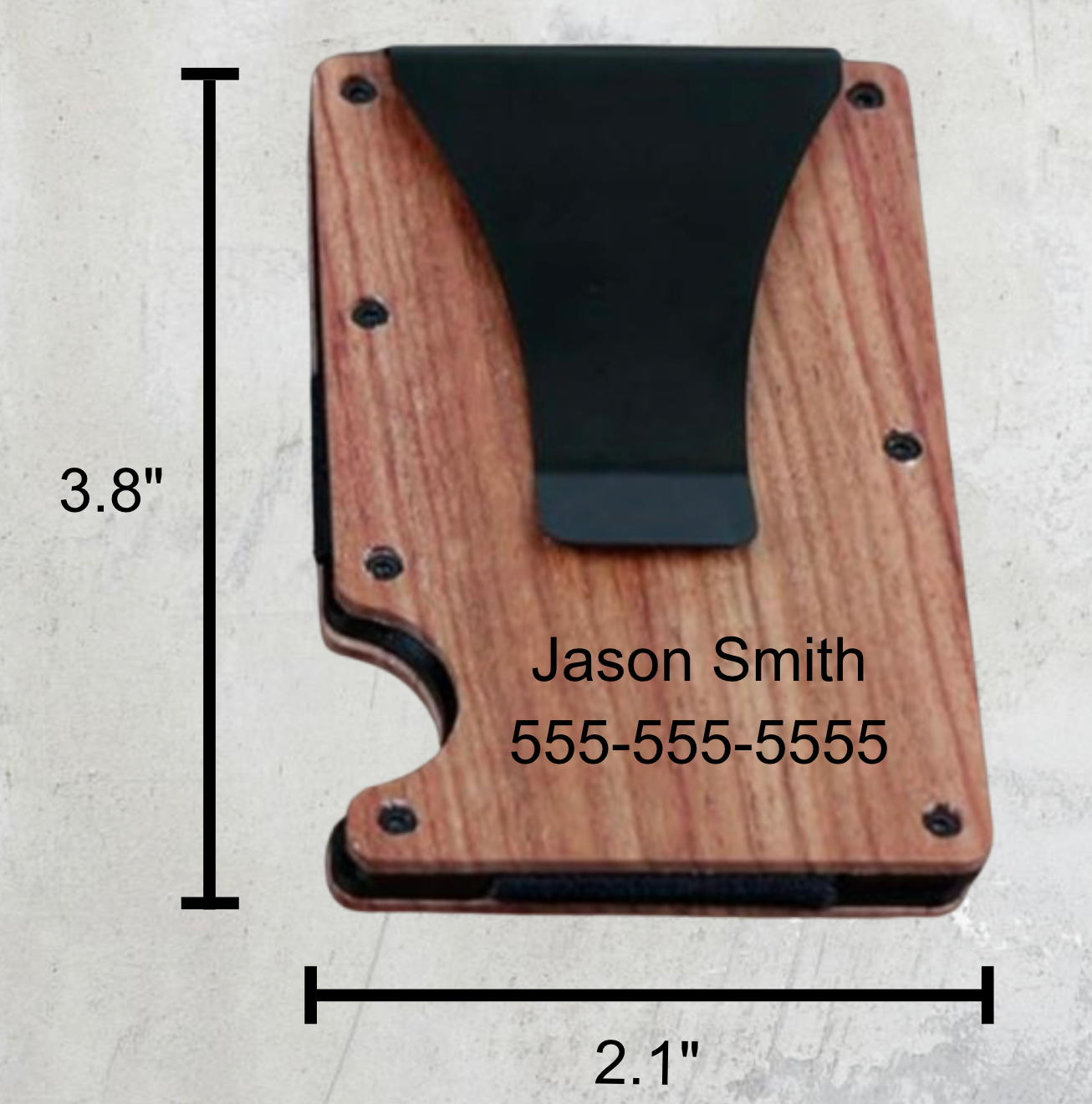 Custom engraved wooden wallet with a money clip, ideal for business & credit card cases and double credit card holders.