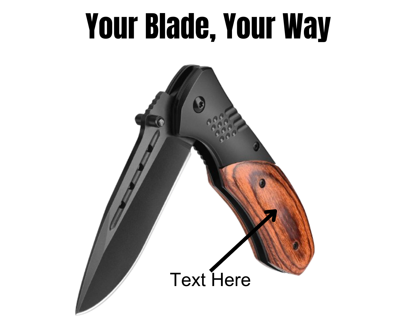Custom Engraved Pocket Knife – 3.46" Blade with Wood Handle, Glass Breaker & Clip