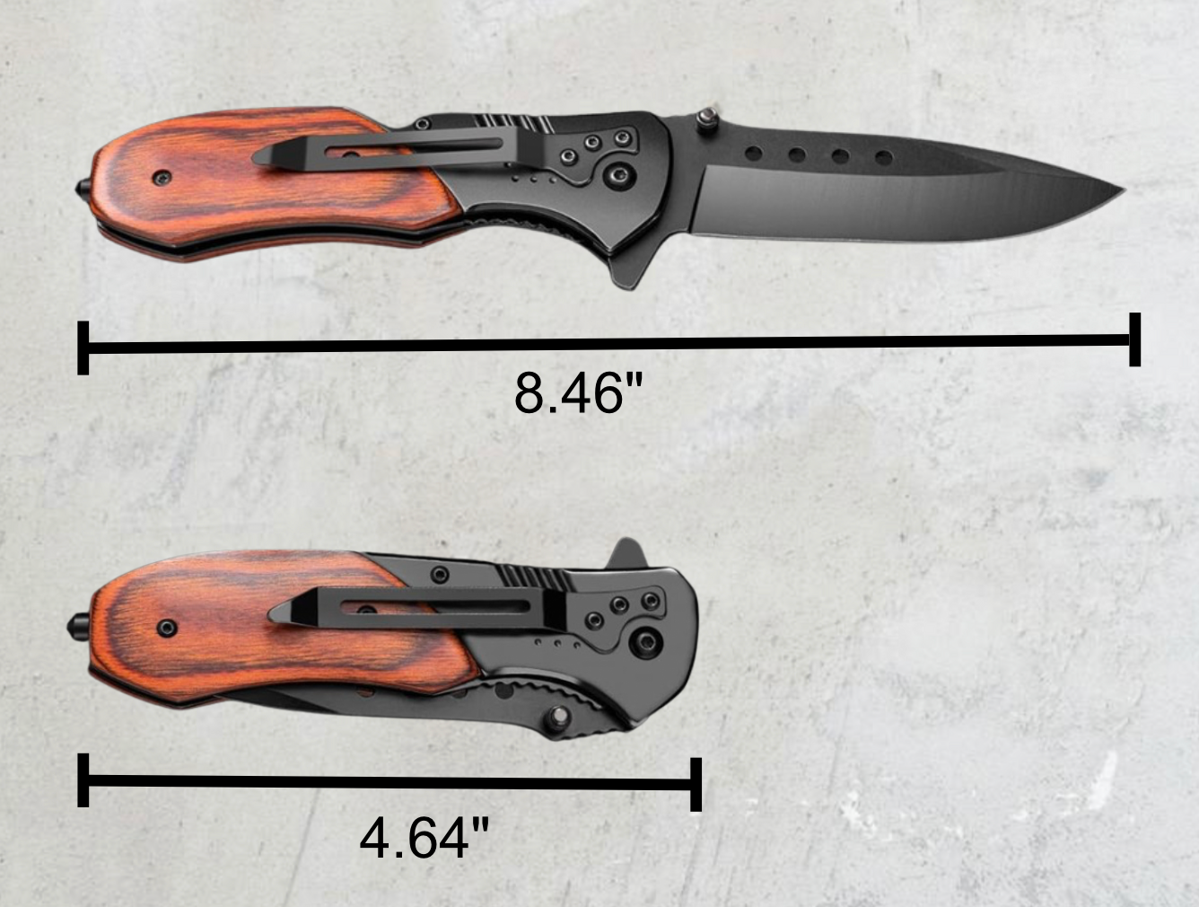 Custom Engraved Pocket Knife – 3.46" Blade with Wood Handle, Glass Breaker & Clip