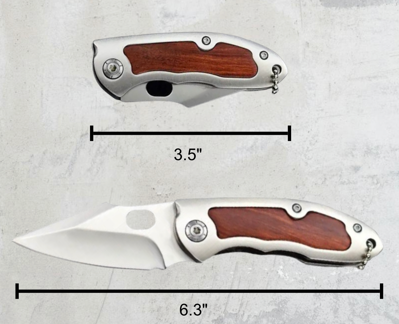 Custom Engraved Compact Pocket Knife - Stainless Steel Blade, Wooden Handle, Portable Folding Design for EDC & Camping