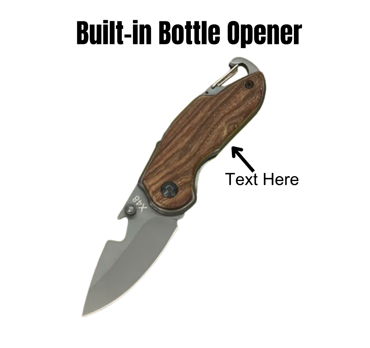 Engraved Pocket Knife – 6" Folding EDC Knife with Bottle Opener & Belt Clip, Stainless Steel Blade, Perfect Gift for Men, Camping, Hiking, and Survival