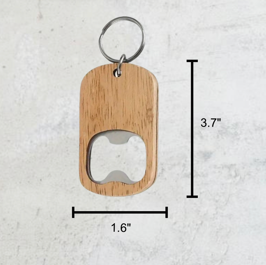 Compact bottle opener keychain size – durable and lightweight for quick access. Ideal for weddings, bachelor parties, and groomsmen gifts.