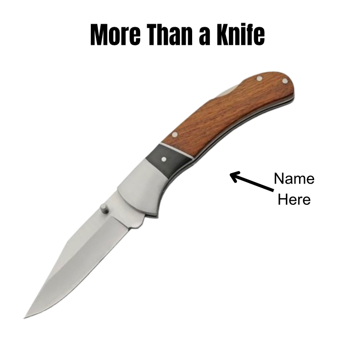 Custom engraved pocket knife with wood handle, featuring precision logo engraving on the handle. Personalized folding knife, perfect for gifts and EDC.