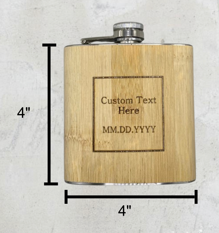 Engraved stainless steel flask dimensions – sleek, portable design for carrying favorite beverages. Perfect for wedding party favors and best man gifts.