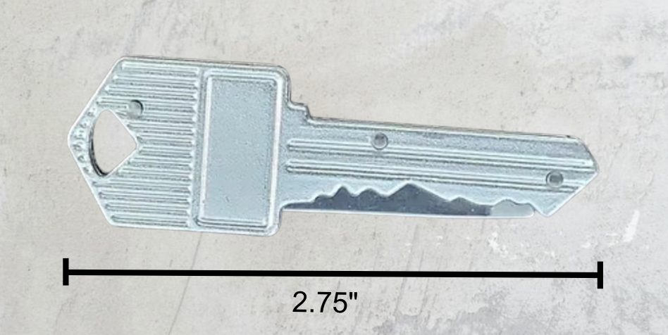 Silver Key Shaped Folding Knife - Closed Position - image showing the product dimensions