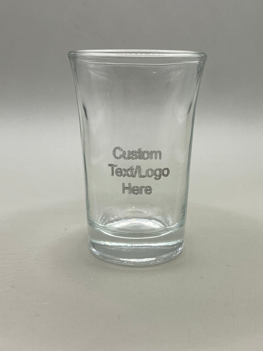 Personalized Glass Shot Glass - Custom Text/Logo Engraving - Three-Line Design