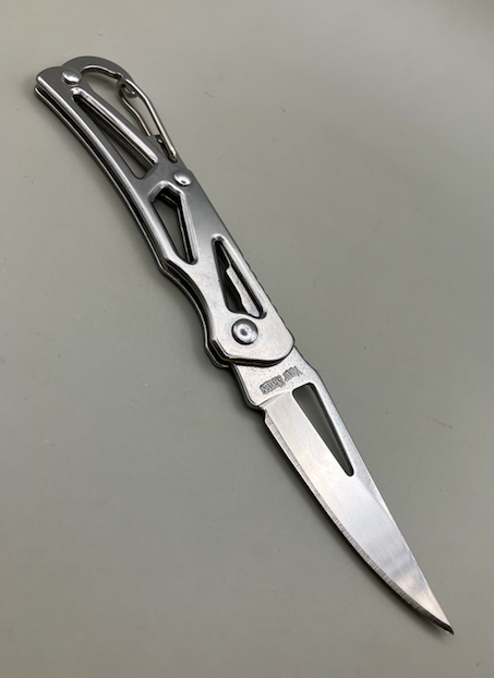 Engraved Silver Pocket Knife with 'Your Name' - Blade Pointed Bottom Right, Handle Top Left