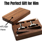 Walnut Wood Cufflinks & Tie Clip Set with Engraved Organizer Box
