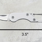 Dimensions of the compact stainless steel folding knife, fully open at 3.5 inches, with detailed measurements for portability and usability.