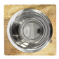 View from above - wooden dog water bowl.