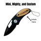 Custom engraved pocket knife with wooden handle, stainless steel mini folding knife featuring personalised knife engraving design.