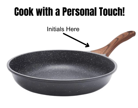 Custom Engraved Nonstick Frying Pan – Swiss Granite Coating, 9.5" Omelet Pan with Comfortable Woodgrain Handle