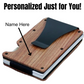 Custom engraved wooden wallet with a money clip, ideal for business & credit card cases and double credit card holders.