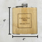Engraved stainless steel flask dimensions – sleek, portable design for carrying favorite beverages. Perfect for wedding party favors and best man gifts.