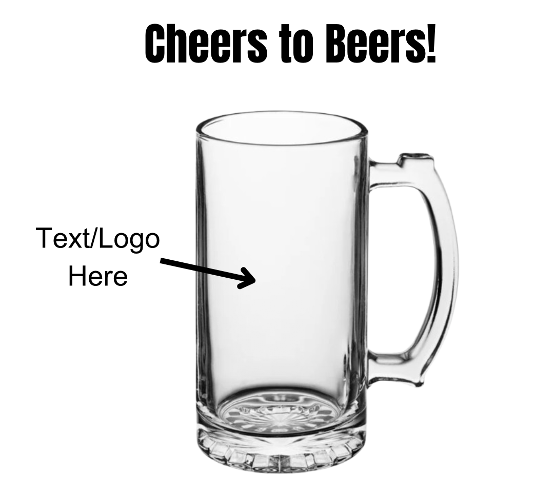 Engraved Beer Mug with Customizable Text - Handle Facing Right