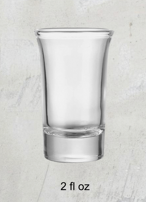 Personalized Glass Shot Glass - Custom Text/Logo Engraving - image showing the 2 fluid ounce capacity