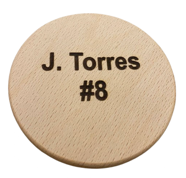 Personalized Name Coaster - 'J. Torres' with Number 8 Design