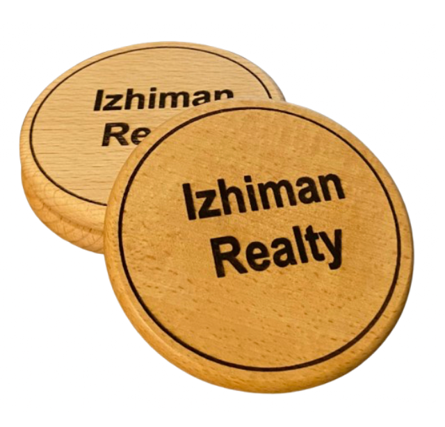 Izhiman Realty Coaster Set - Stack of 2 with Tilted Main Coaster - Circle Design