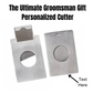 Custom engraved stainless steel cigar cutter – a sleek and original groomsmen gift. Features precision cutting for cigar lovers. Perfect for personalized gifts.